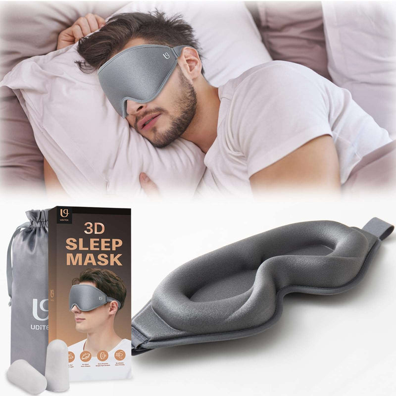 3D contoured sleep mask with adjustable strap for total light blocking and comfort